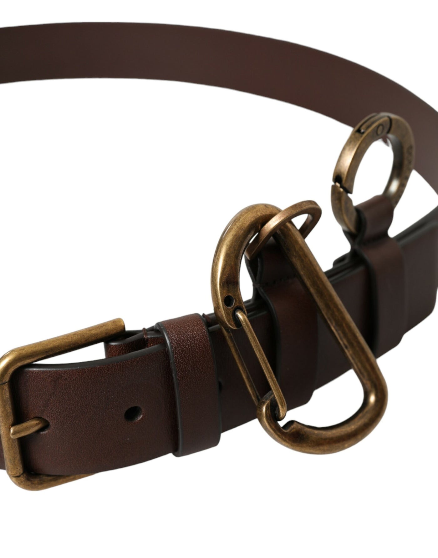 Ceinture Dolce &amp; Gabbana en cuir de veau marron avec boucle en métal doré