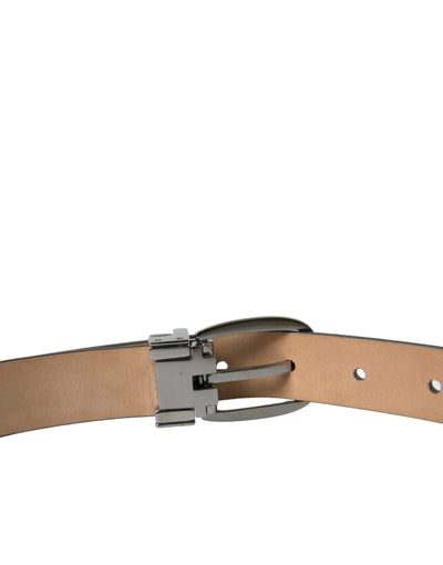 Ceinture Dolce &amp; Gabbana en cuir marron foncé avec boucle en métal argenté