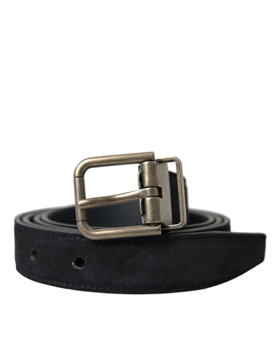 Ceinture Dolce &amp; Gabbana en cuir de chèvre noir avec boucle en métal vieilli