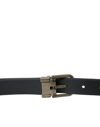 Ceinture Dolce &amp; Gabbana en cuir de chèvre noir avec boucle en métal vieilli