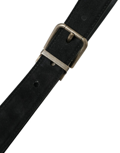 Ceinture Dolce &amp; Gabbana en cuir de chèvre noir avec boucle en métal vieilli