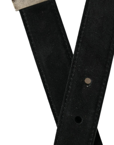 Ceinture Dolce &amp; Gabbana en cuir de chèvre noir avec boucle en métal vieilli