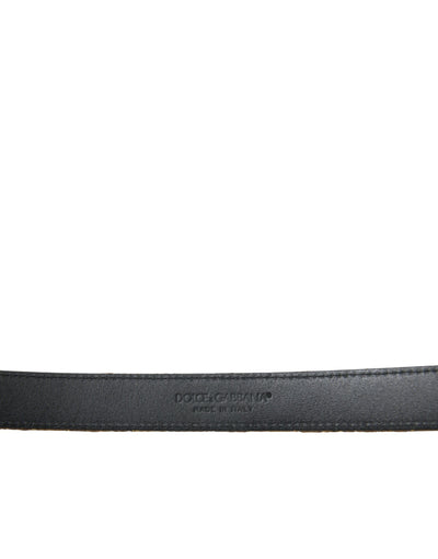 Ceinture Dolce &amp; Gabbana en cuir doré jacquard avec boucle en métal argenté