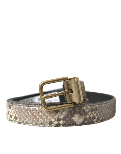 Ceinture Dolce &amp; Gabbana en cuir de python marron avec boucle en métal doré