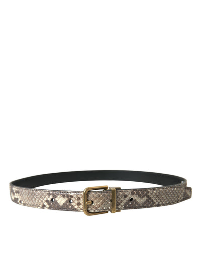 Ceinture Dolce &amp; Gabbana en cuir de python marron avec boucle en métal doré