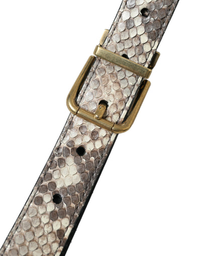Ceinture Dolce &amp; Gabbana en cuir de python marron avec boucle en métal doré