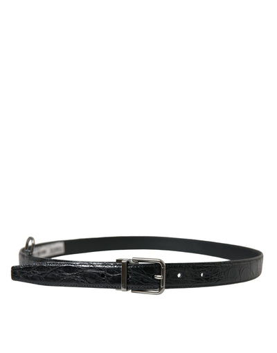 Ceinture Dolce &amp; Gabbana en cuir noir avec boucle en métal argenté