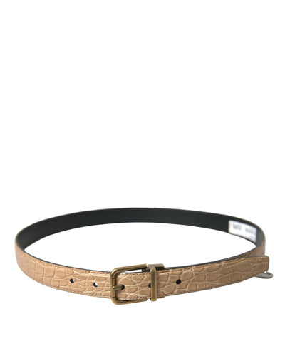 Ceinture Dolce &amp; Gabbana en cuir exotique beige avec boucle en métal doré