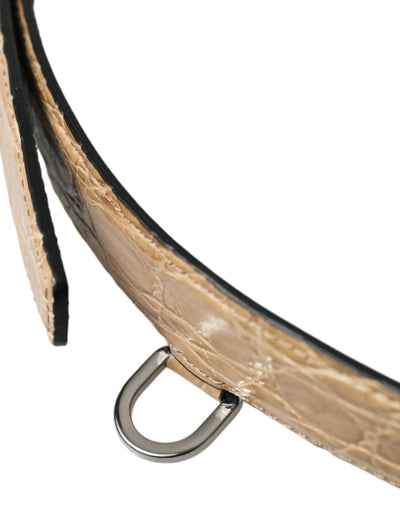 Ceinture Dolce &amp; Gabbana en cuir exotique beige avec boucle en métal doré