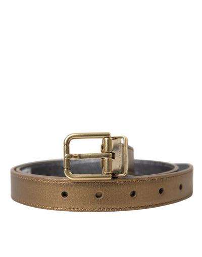 Ceinture Dolce &amp; Gabbana en cuir de veau métallisé doré avec boucle en métal