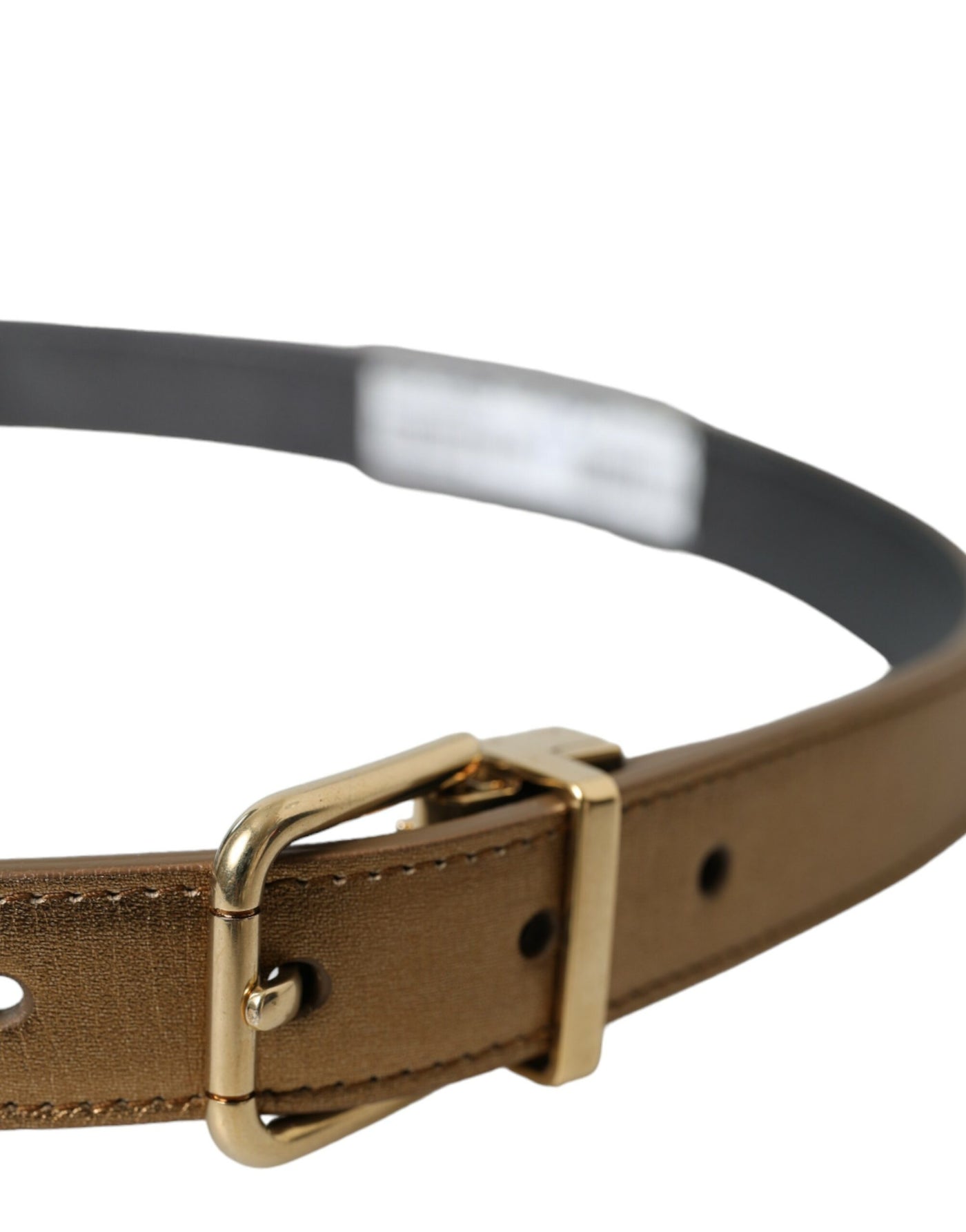 Ceinture Dolce &amp; Gabbana en cuir de veau métallisé doré avec boucle en métal