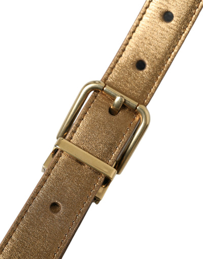 Ceinture Dolce &amp; Gabbana en cuir de veau métallisé doré avec boucle en métal