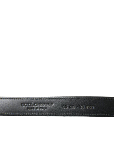 Ceinture Dolce &amp; Gabbana en cuir noir avec boucle en métal argenté
