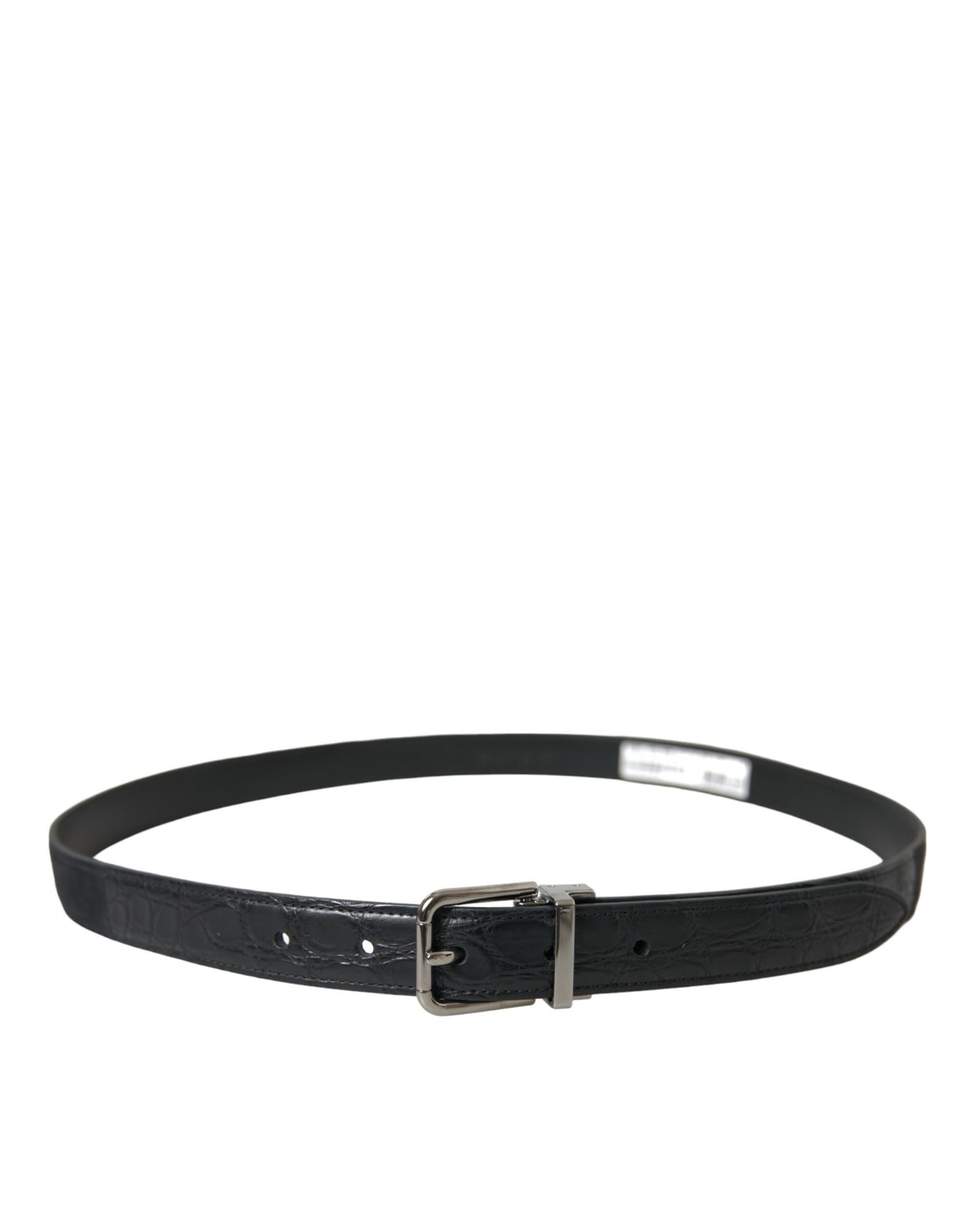 Ceinture Dolce &amp; Gabbana en cuir noir avec boucle en métal argenté