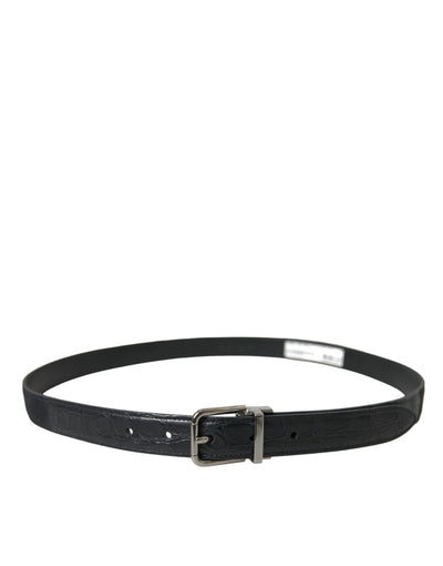 Ceinture Dolce &amp; Gabbana en cuir noir avec boucle en métal argenté