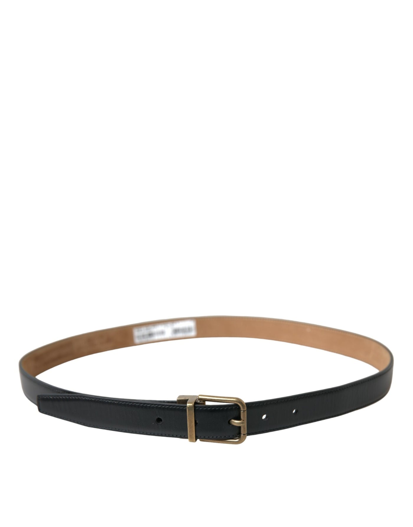 Ceinture Dolce &amp; Gabbana en cuir de veau noir avec boucle en métal doré