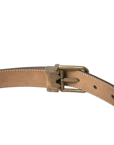 Ceinture Dolce &amp; Gabbana en cuir de veau noir avec boucle en métal doré