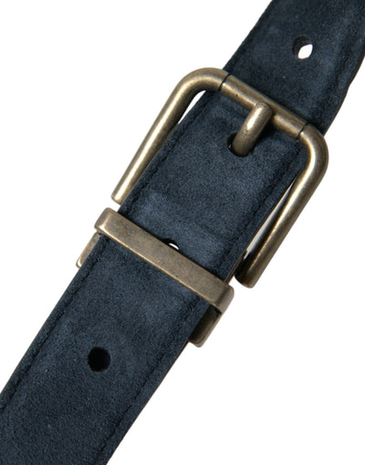 Ceinture Dolce &amp; Gabbana en daim bleu avec boucle en métal doré