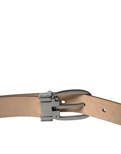 Ceinture Dolce &amp; Gabbana en cuir marron foncé avec boucle en métal argenté