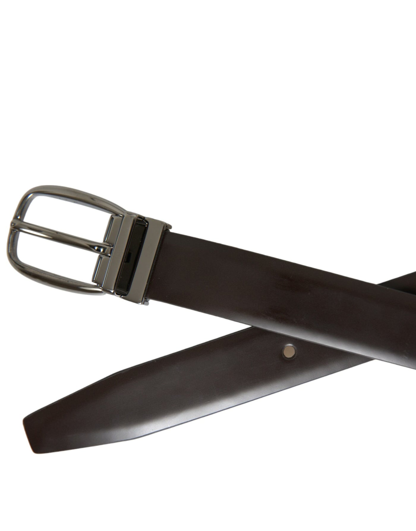 Ceinture Dolce &amp; Gabbana en cuir marron foncé avec boucle en métal argenté