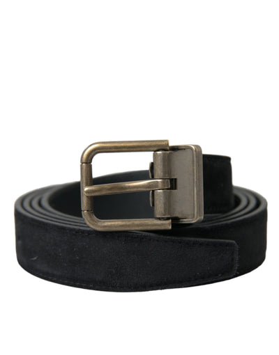 Ceinture Dolce &amp; Gabbana en daim noir avec boucle en métal doré