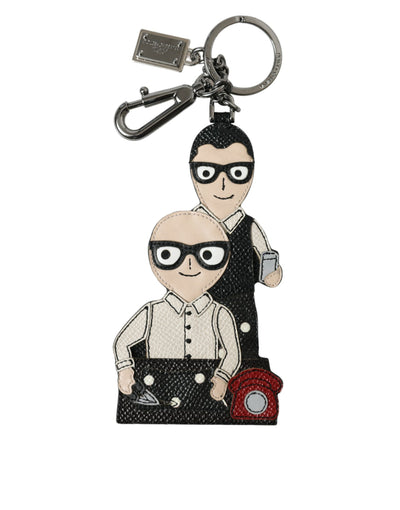 Dolce &amp; Gabbana leren Dominico Stefano #DGFAMILY logo badge sleutelhanger