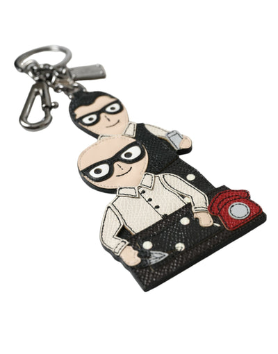 Dolce &amp; Gabbana leren Dominico Stefano #DGFAMILY logo badge sleutelhanger