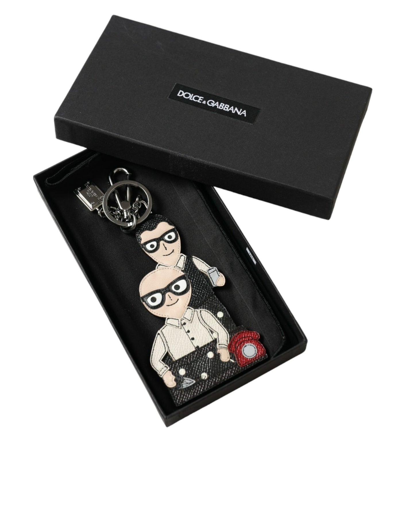 Dolce &amp; Gabbana leren Dominico Stefano #DGFAMILY logo badge sleutelhanger
