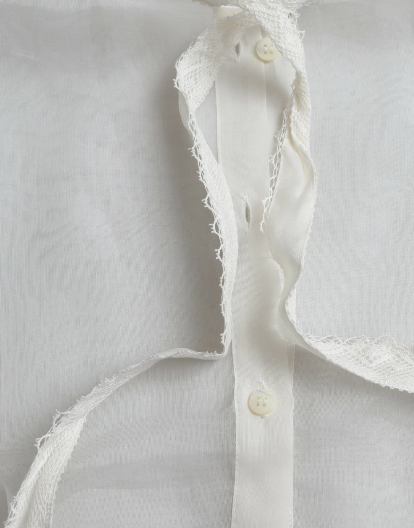 Dolce & Gabbana White Silk Long Sleeves Ascot Collar Top