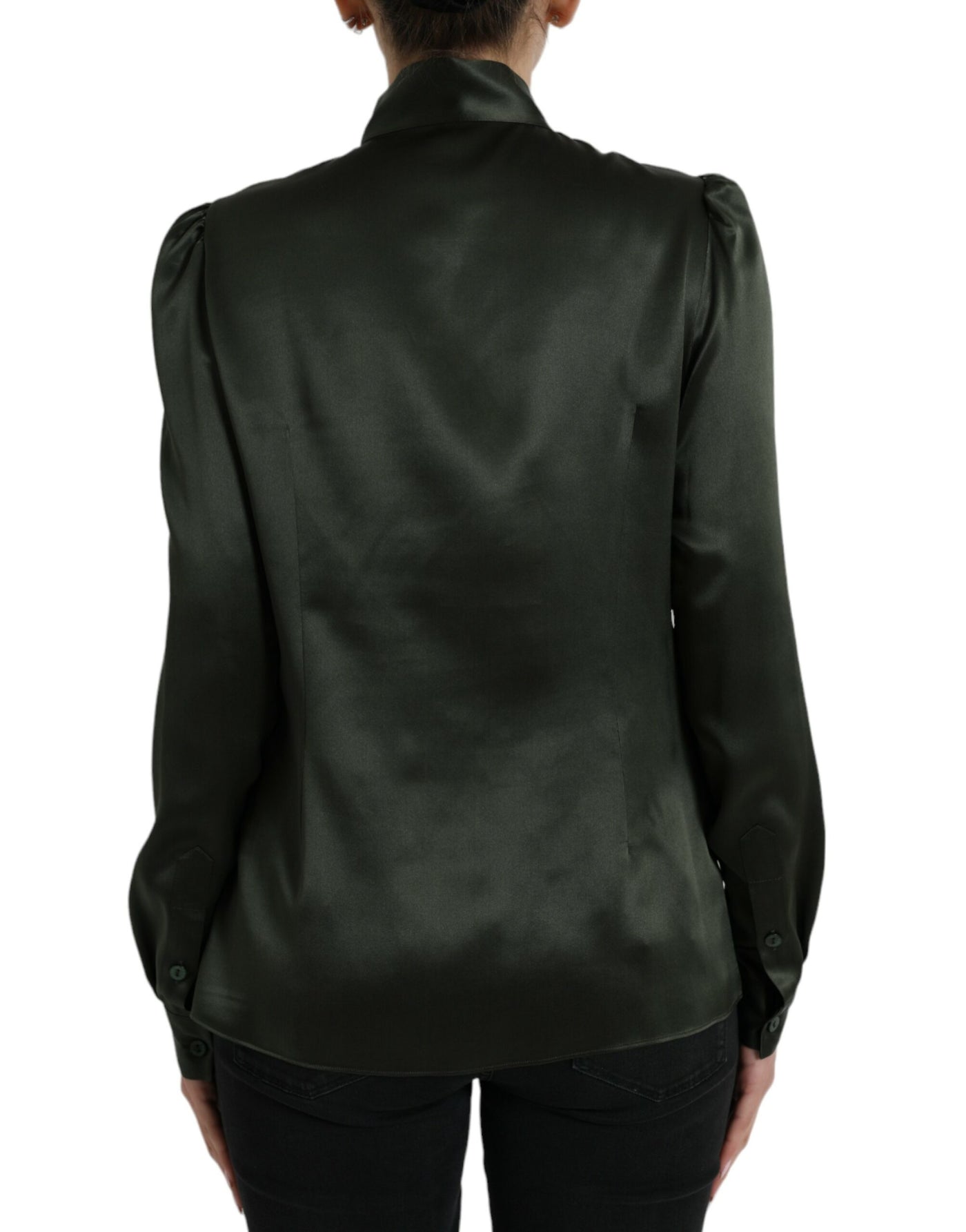 Dolce &amp; Gabbana Grijze Blouse met Lange Mouwen en Ascot Kraag