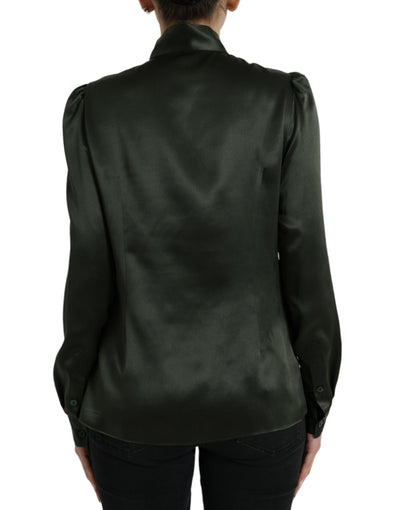 Dolce &amp; Gabbana Grijze Blouse met Lange Mouwen en Ascot Kraag