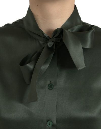 Dolce &amp; Gabbana Grijze Blouse met Lange Mouwen en Ascot Kraag