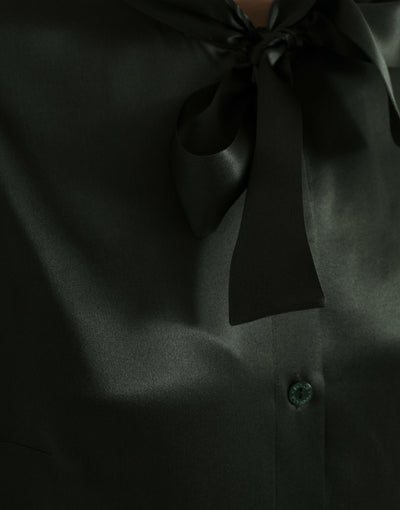 Dolce &amp; Gabbana Grijze Blouse met Lange Mouwen en Ascot Kraag