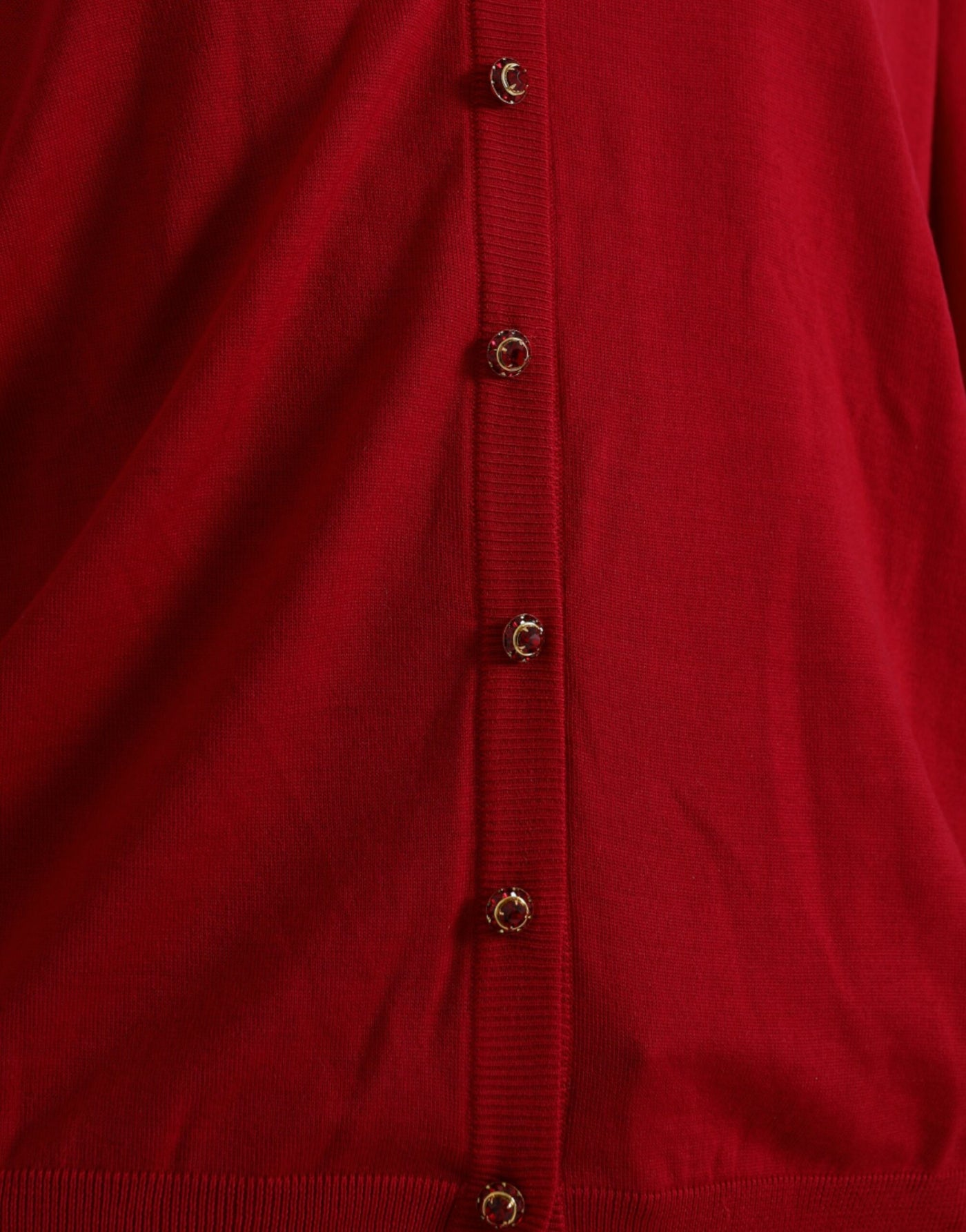 Pull cardigan boutonné à col en V en laine rouge Dolce &amp; Gabbana