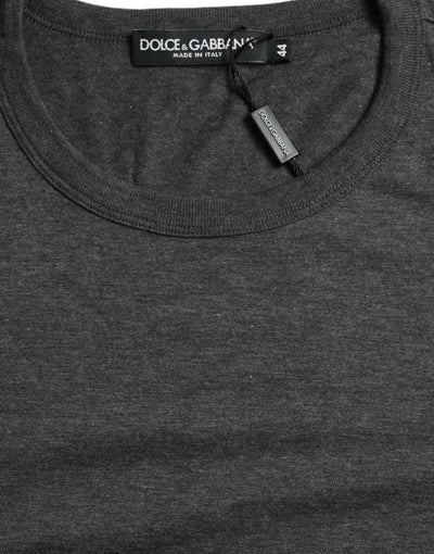 Dolce & Gabbana Dark Gray Cotton Crew Neck T-shirt