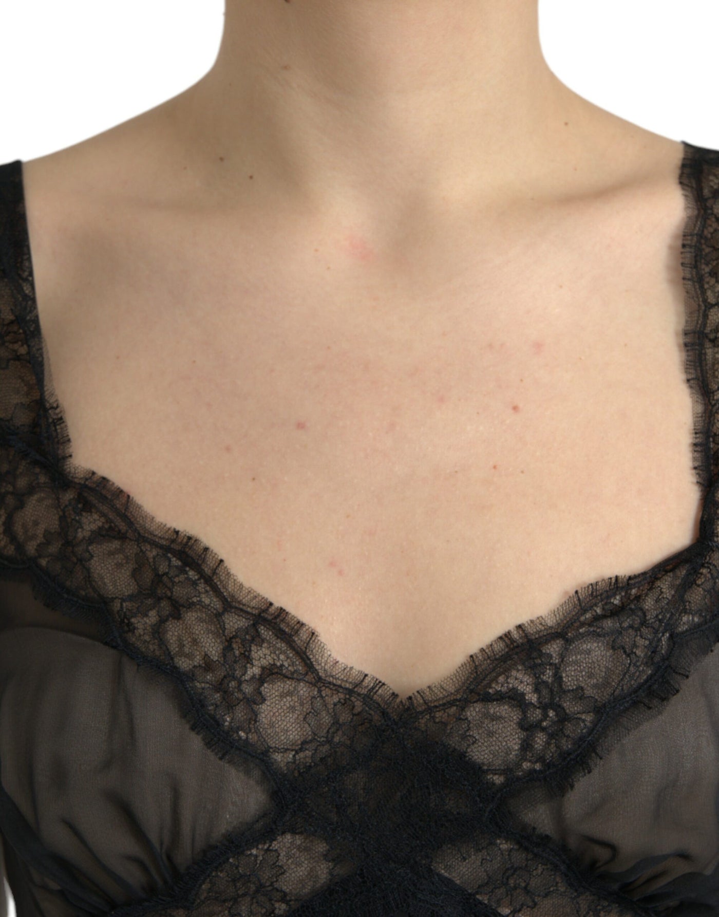 Mini-robe en mousseline de soie plissée noire Dolce &amp; Gabbana