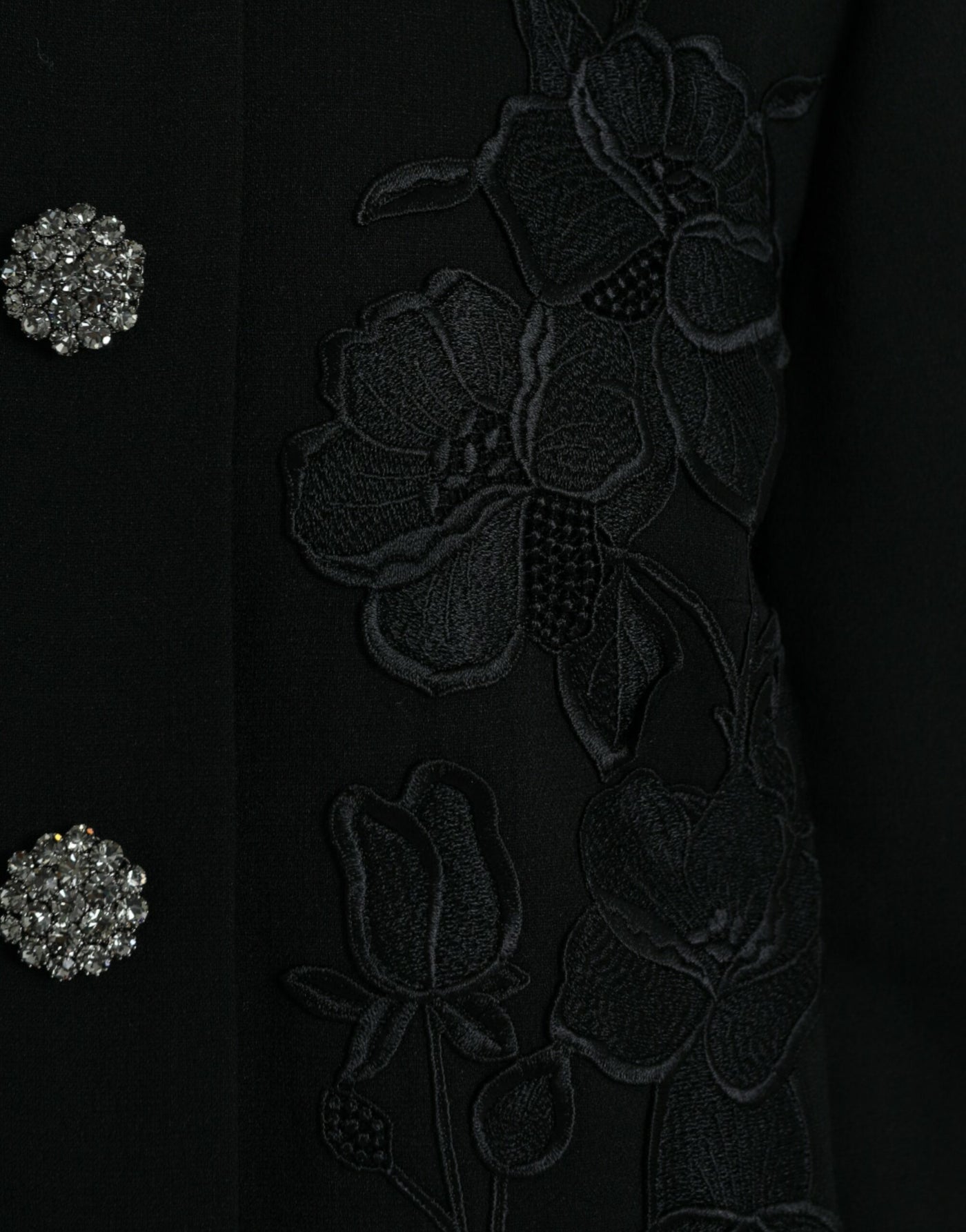 Dolce &amp; Gabbana zwart wollen jasje met bloemenprint en knopen