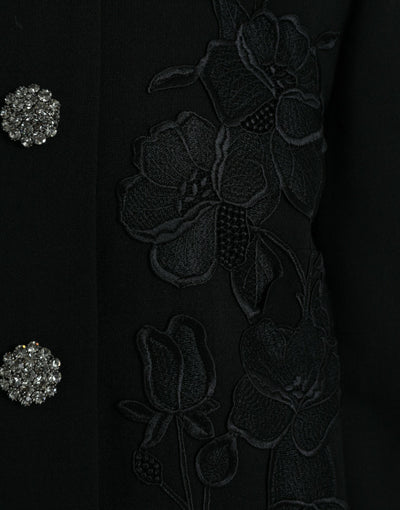 Dolce &amp; Gabbana zwart wollen jasje met bloemenprint en knopen