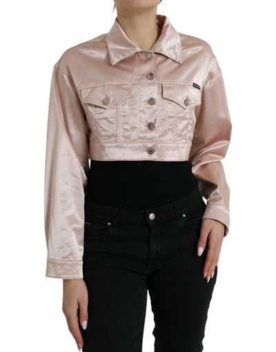 Dolce &amp; Gabbana roze katoenen stretch cropped jasje met kraag