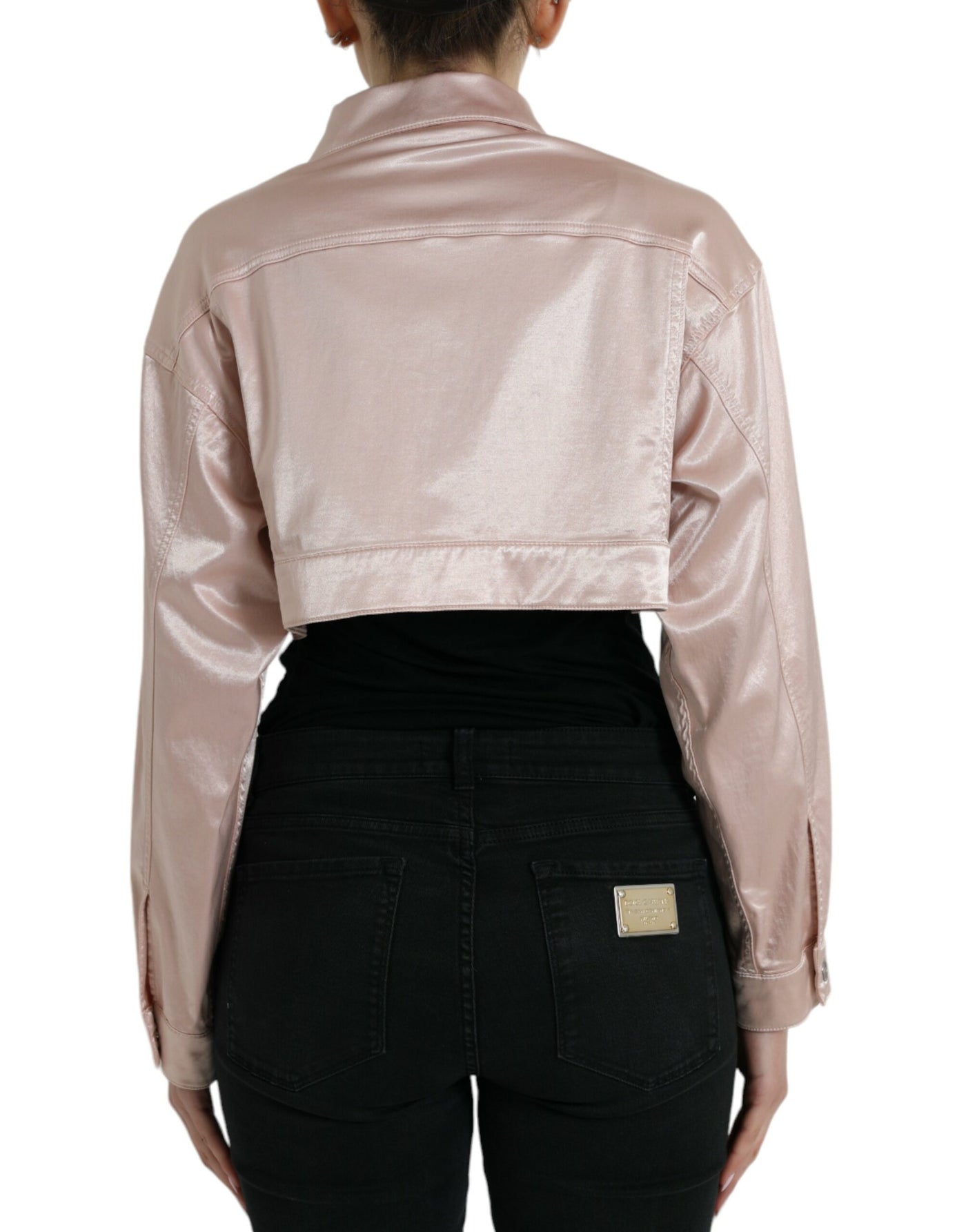 Dolce &amp; Gabbana roze katoenen stretch cropped jasje met kraag