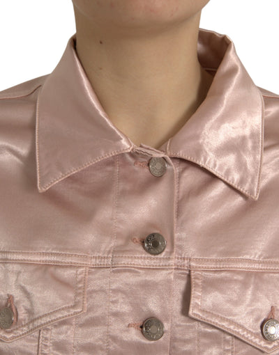 Dolce &amp; Gabbana roze katoenen stretch cropped jasje met kraag