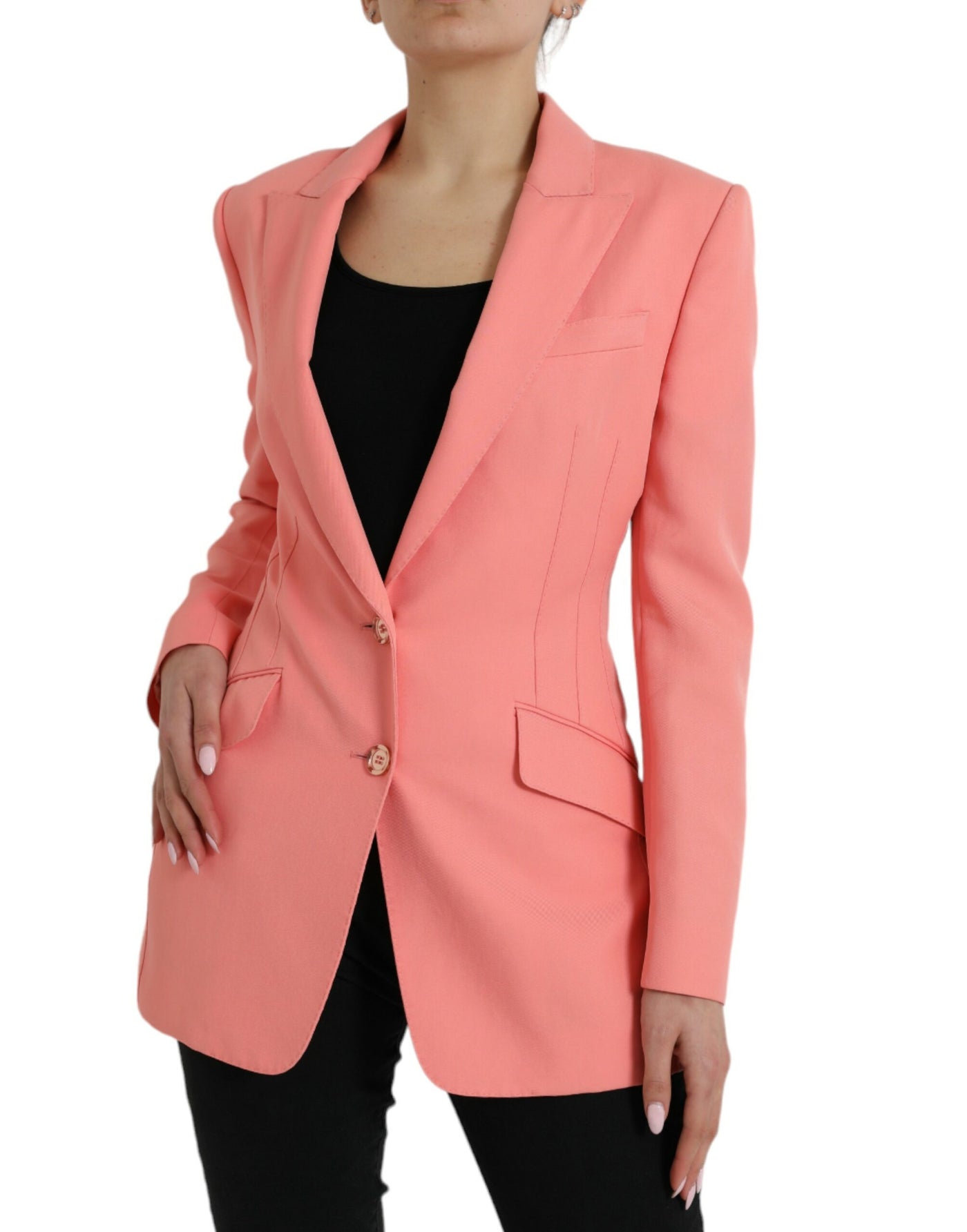Veste blazer simple boutonnage en polyester rose Dolce &amp; Gabbana