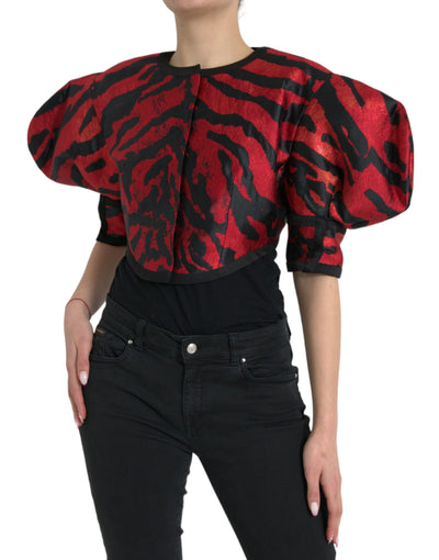 Dolce &amp; Gabbana Zwart Rood Gestreept Cropped Jasje
