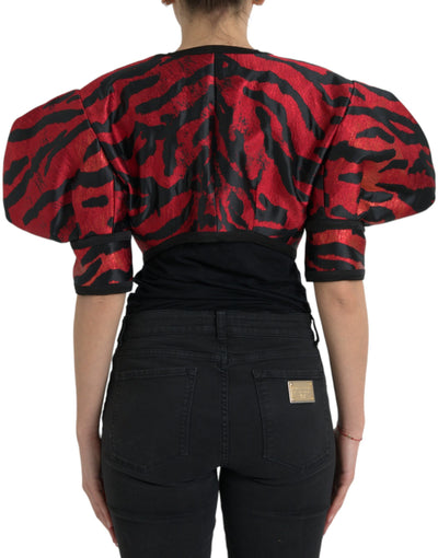 Dolce &amp; Gabbana Zwart Rood Gestreept Cropped Jasje