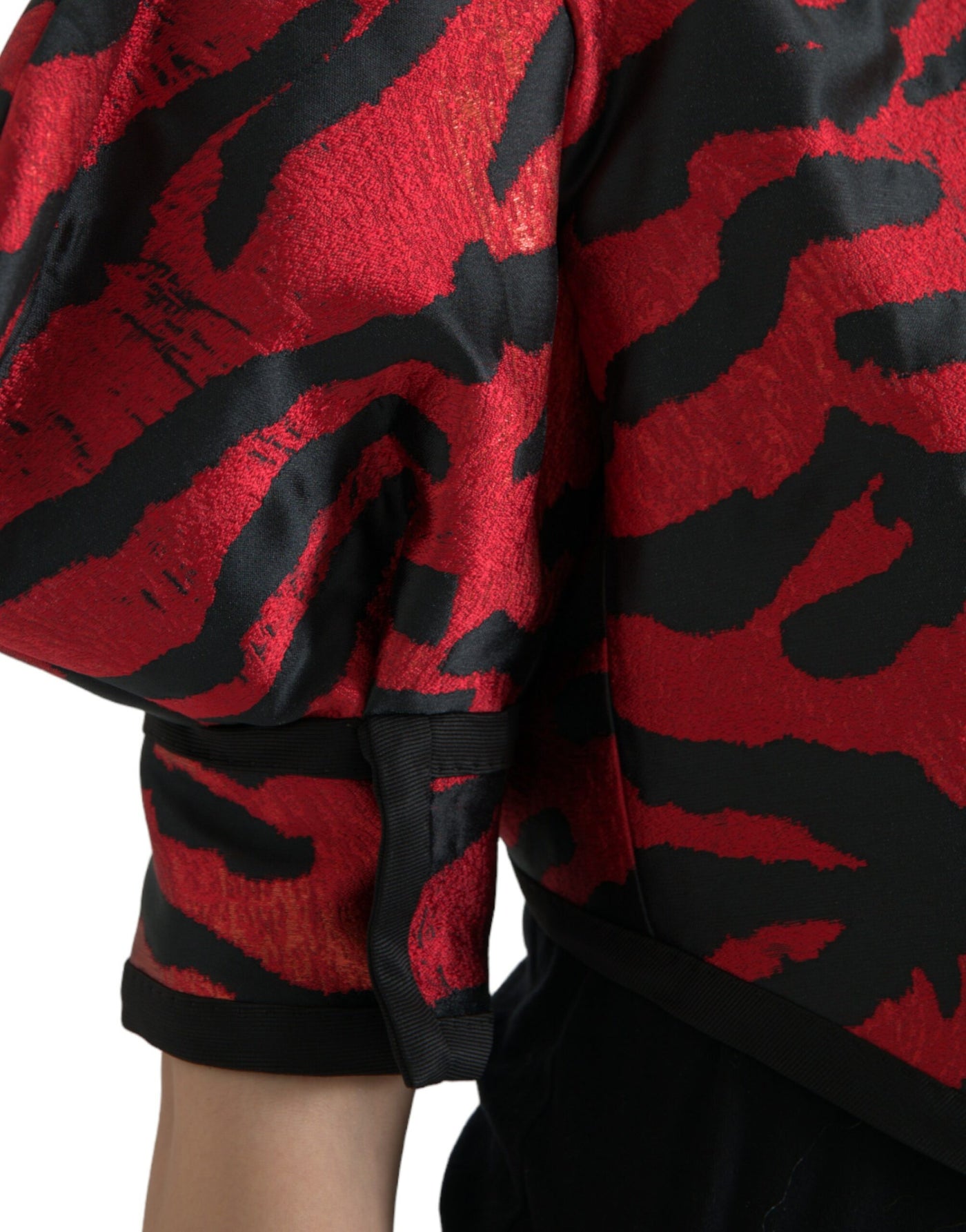 Dolce &amp; Gabbana Zwart Rood Gestreept Cropped Jasje