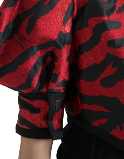 Dolce &amp; Gabbana Zwart Rood Gestreept Cropped Jasje
