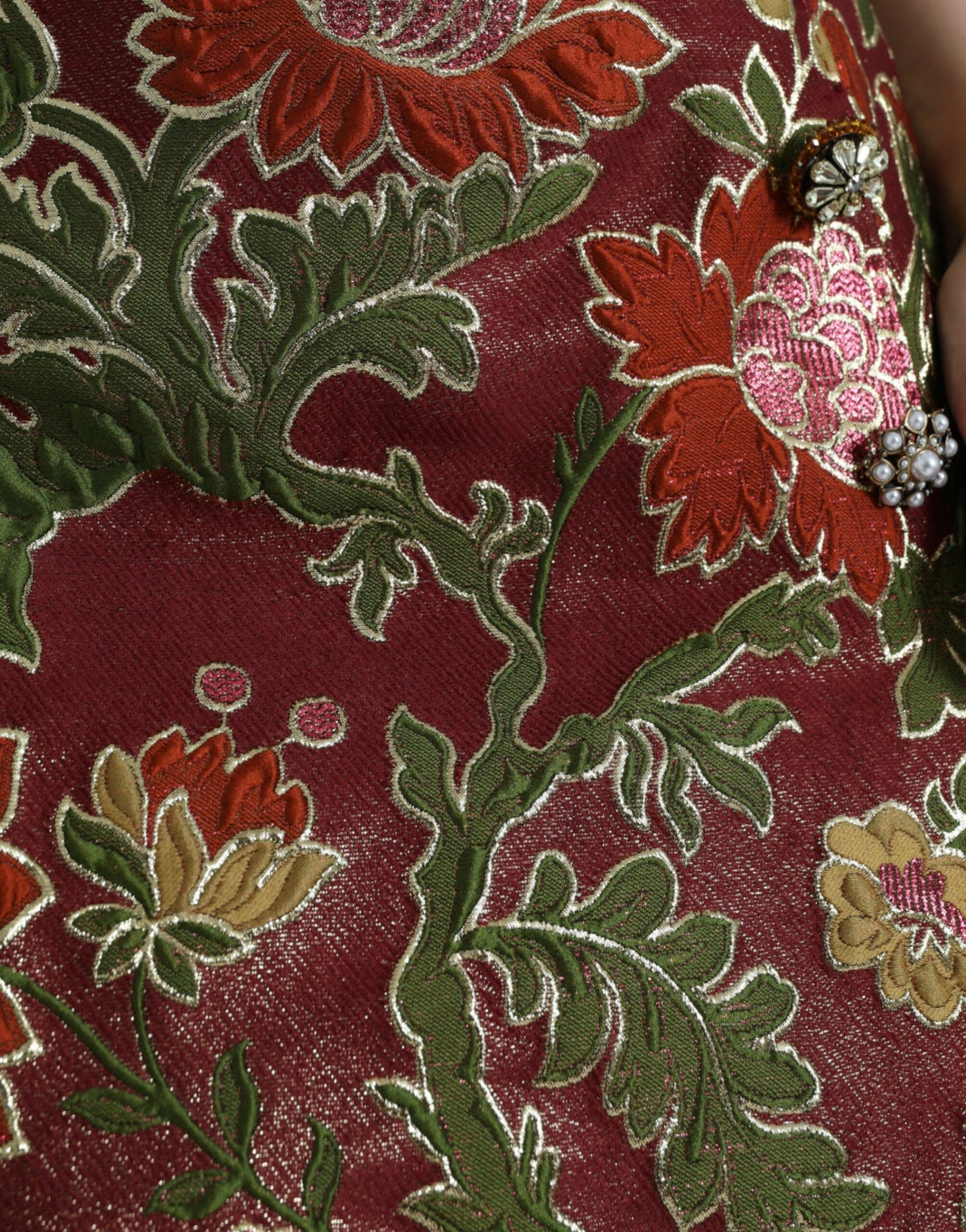 Mini-jupe trapèze en jacquard fleuri marron Dolce &amp; Gabbana