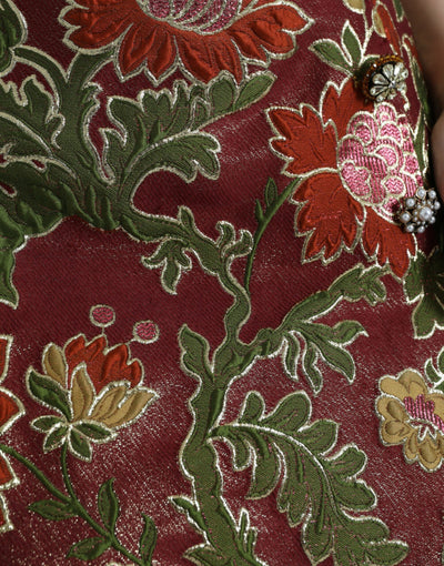 Mini-jupe trapèze en jacquard fleuri marron Dolce &amp; Gabbana