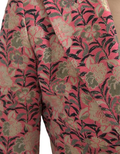 Costume 2 pièces slim en jacquard fleuri rose Dolce &amp; Gabbana