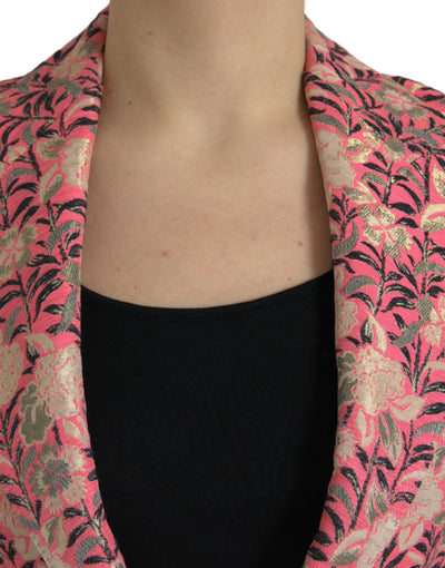 Costume 2 pièces slim en jacquard fleuri rose Dolce &amp; Gabbana